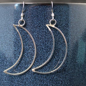 Cosmic Earrings | Crescent Half Moon Earrings | Silver Moon Phase Earrings