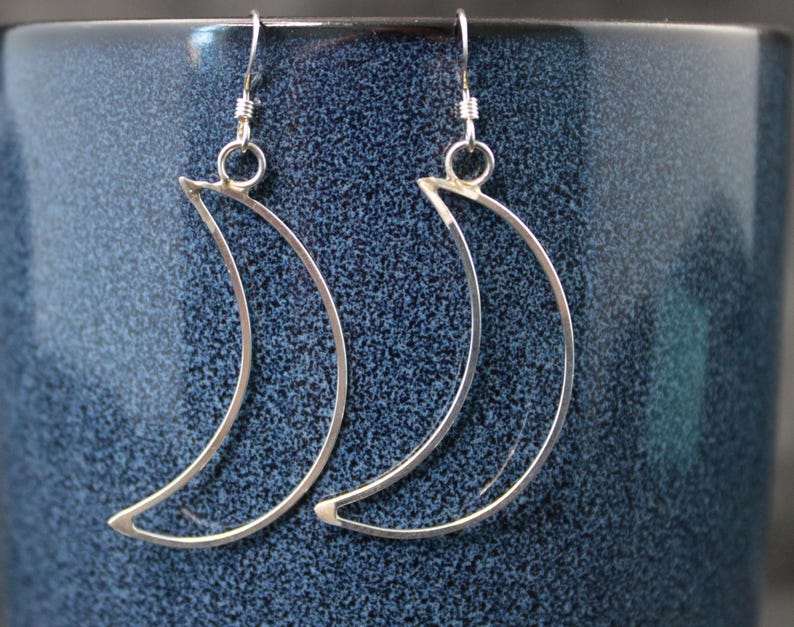Cosmic Earrings | Crescent Half Moon Earrings | Silver Moon Phase Earrings