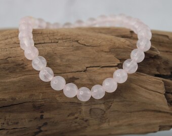 Genuine Rose Quartz Bracelet, Hand Made Stretch Bracelet, Feminine Jewelry, Fertility Bracelet, Unconditional Love Token, Boho Bracelet
