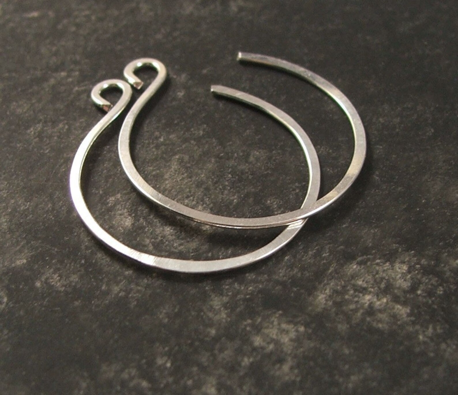 Small Silver Hoop Earrings Thin Reverse Hoop Earrings Etsy