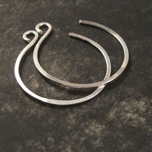 Small Silver Hoop Earrings, Thin Reverse Hoop Earrings image 3