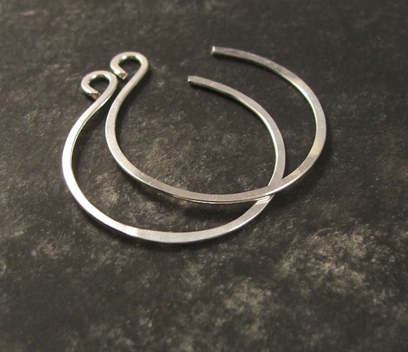 Small Silver Hoop Earrings, Thin Reverse Hoop Earrings image 3