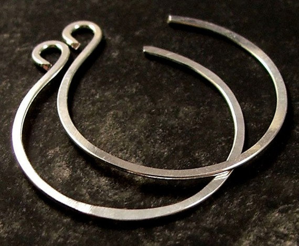 Small Silver Hoop Earrings Thin Reverse Hoop Earrings Etsy