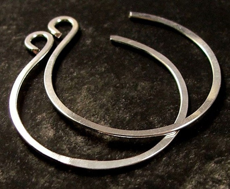 Small Silver Hoop Earrings, Thin Reverse Hoop Earrings image 2