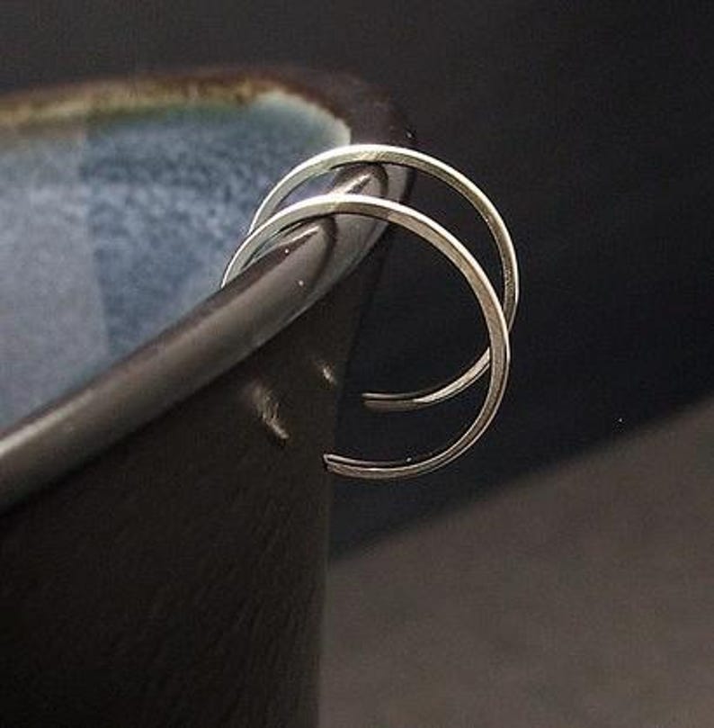 Tiny Silver Hoop Earrings, Delicate Sterling Silver Mini Hoop Earrings - 0.5 Inch Thin Sleek Everyday Jewelry