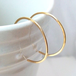 14k Gold Filled Hoop Earrings, Thin Gold Hoops in 4 Sizes, Mini to Large Gold Huggies, Sleeper Earrings, Lightweight Gift for Her