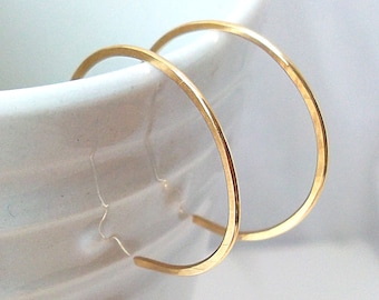 14k Gold Filled Hoop Earrings, Thin Gold Hoops in 4 Sizes, Mini to Large Gold Huggies, Sleeper Earrings, Lightweight Gift for Her