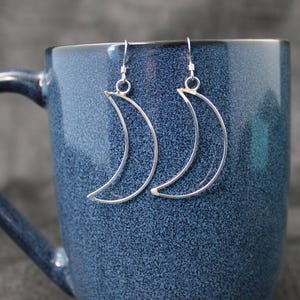 Cosmic Earrings | Crescent Half Moon Earrings | Silver Moon Phase Earrings