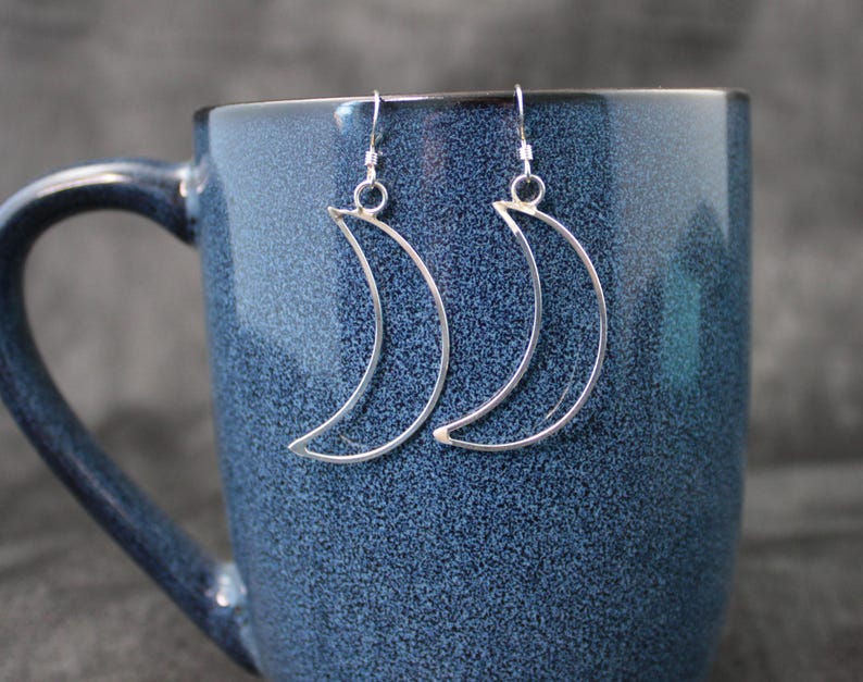 Cosmic Earrings | Crescent Half Moon Earrings | Silver Moon Phase Earrings