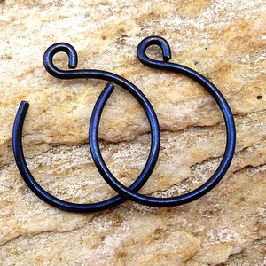 Tiny Blue Niobium Hoop Earrings Cobalt Blue Backward Hoops Hypoallergenic Lightweight Everyday Jewelry Gift for Her
