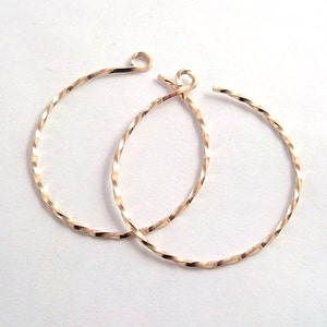 Gold Hoop Earrings, Twisted Gold Reverse Hoops, Small or Tiny image 2