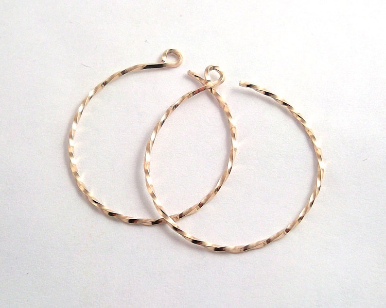 Gold Hoop Earrings, Twisted Gold Reverse Hoops, Small or Tiny image 2