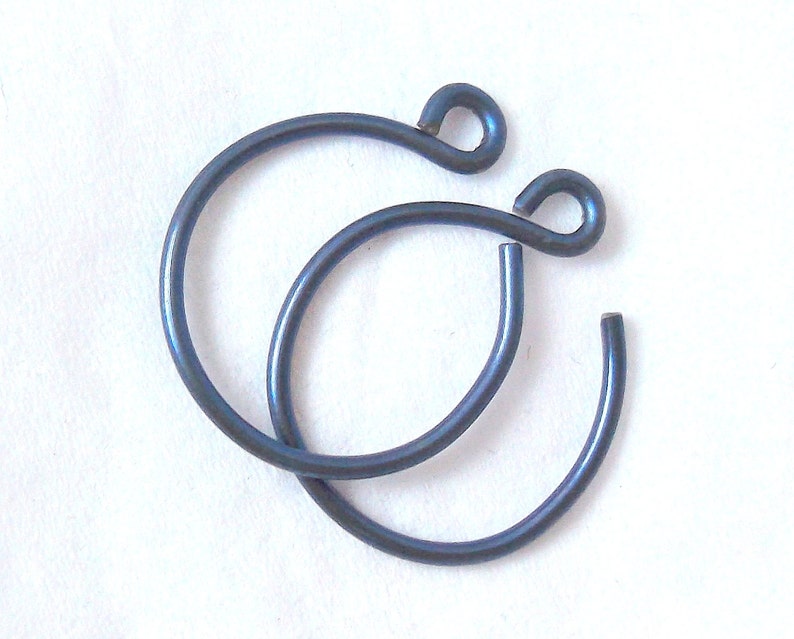 Tiny Blue Niobium Hoop Earrings Cobalt Blue Backward Hoops Hypoallergenic Lightweight Everyday Jewelry Gift for Her