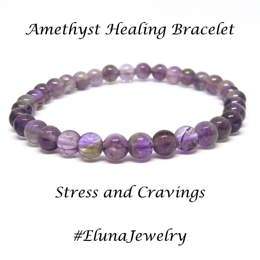 Amethyst Bracelet Craving and Stress Bracelet Positive - Etsy