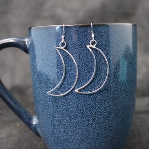 Cosmic Earrings | Crescent Half Moon Earrings | Silver Moon Phase Earrings