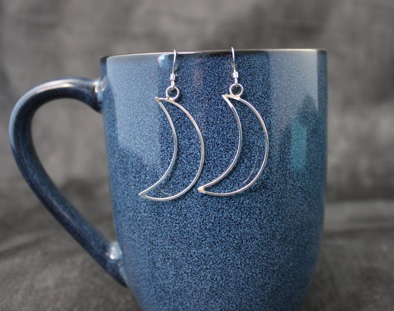 Cosmic Earrings | Crescent Half Moon Earrings | Silver Moon Phase Earrings