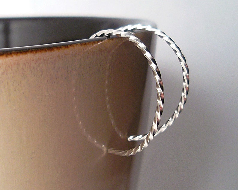 Small Twisted Silver Hoop Earrings, Sterling Silver Hoops - Etsy