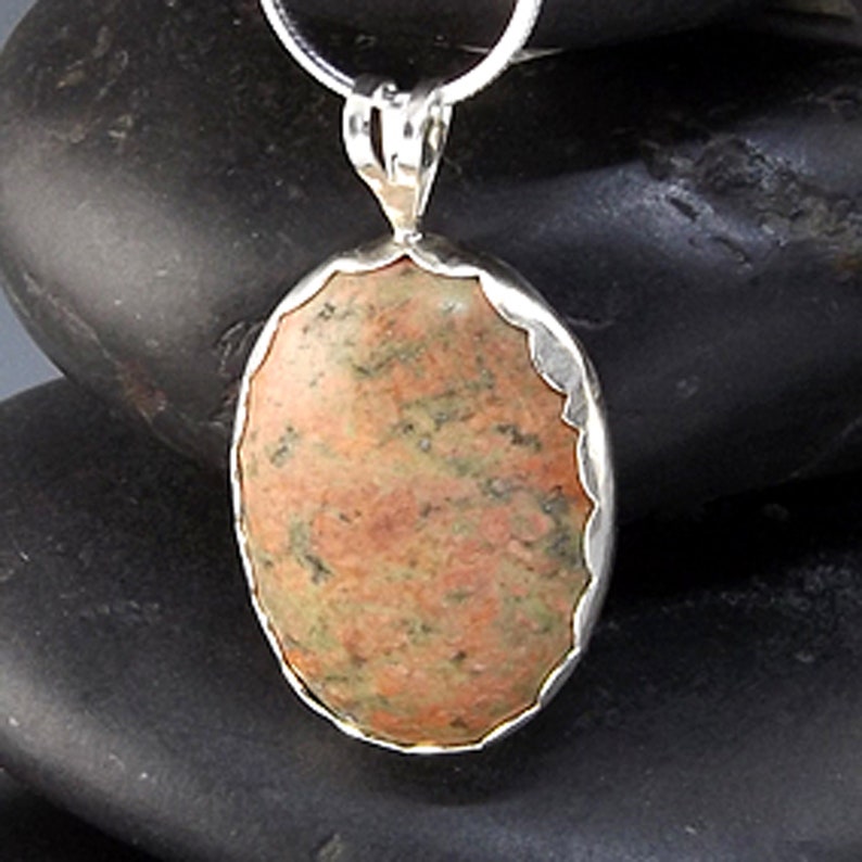 Unakite Jasper Artisan Cabochon Necklace image 0