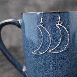Cosmic Earrings | Crescent Half Moon Earrings | Silver Moon Phase Earrings