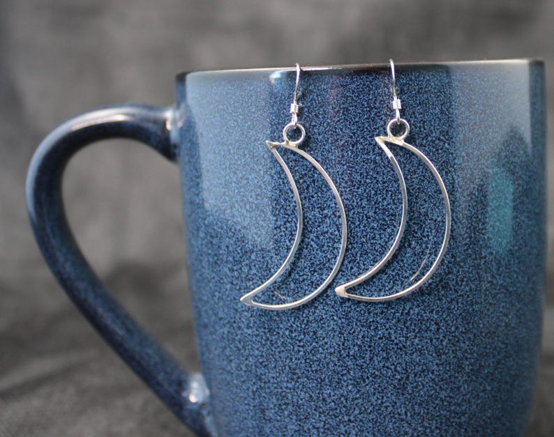 Cosmic Earrings | Crescent Half Moon Earrings | Silver Moon Phase Earrings