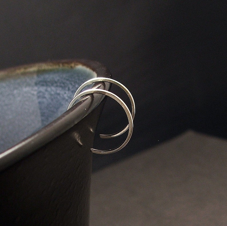 Tiny Silver Hoop Earrings, Delicate Sterling Silver Mini Hoop Earrings - 0.5 Inch Thin Sleek Everyday Jewelry