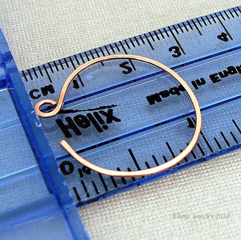 Small Hoop Earrings, Small Copper Hoops, Hammered Copper Hoop Earrings 1 inch diamter image 3