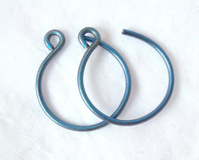 Peacock Blue Niobium Hoop Earrings 1/2 Inch Handcrafted Hypoallergenic image 3