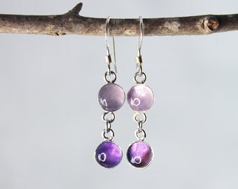 Petite Sterling Silver Two-Stone Purple Amethyst Earrings - Spiritual Harmony