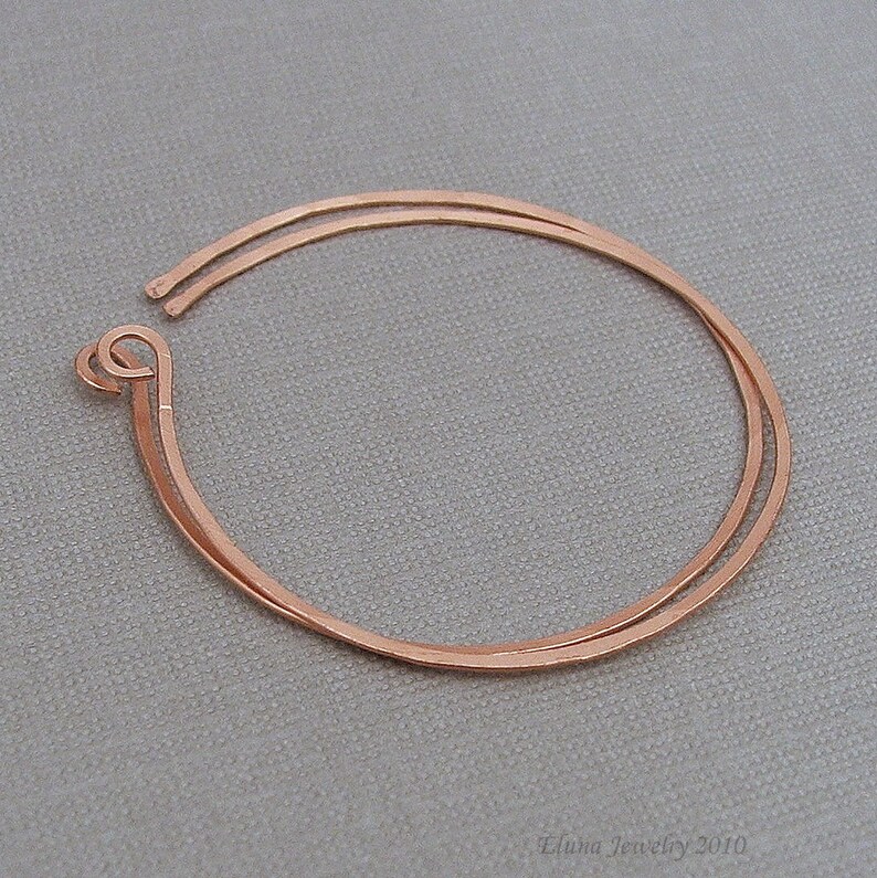 Large Copper Hoop Earrings Reverse Hoop Design Comfortable Earrings Handmade Jewelry image 2