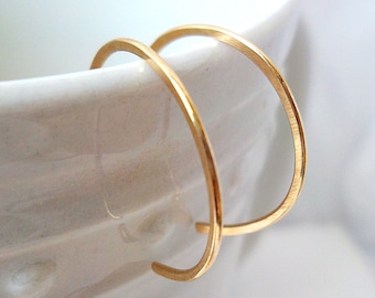 Tiny Gold Hoop Earrings, reverse hoop earrings, 14k Gold-Filled, simple classic minimalist, 1/2" inch hoops