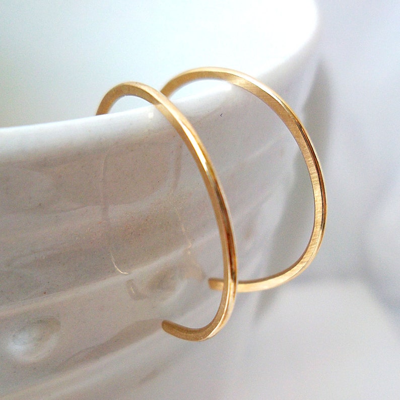 Tiny Gold Hoop Earrings, reverse hoop earrings, 14k Gold-Filled, simple classic minimalist, 1/2 inch hoops image 1