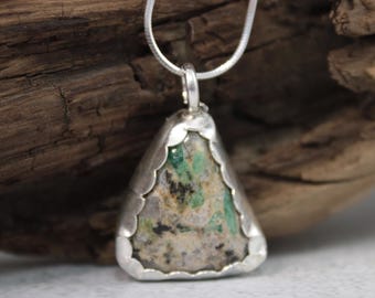 Crabtree Emerald Necklace, Raw Emerald and Black Tourmaline Pendant, Sterling Silver North Carolina Gemstone Jewelry