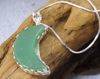 Green Aventurine Crescent Moon Necklace