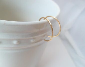 Tiny Gold Hoop Earrings, 14K Gold Filled Huggie Hoops, Small Sleeper Earrings, Thin Dainty Hoops, Second Hole Everyday Earrings