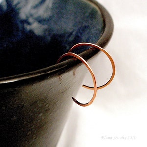 Tiny Reverse Copper Hoop Earrings image 2