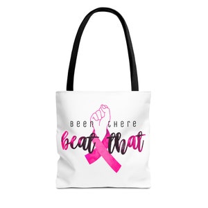 Breast Cancer Awareness Tote Bag, Pink Ribbon Support Gift, Chemo Fighter Carryall, Survivor Shopping Bag, Cancer Warrior Purse, Gift for