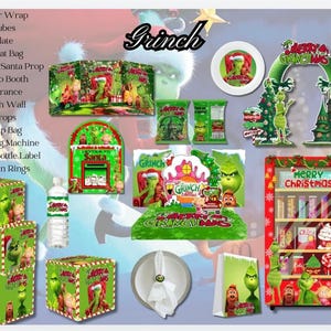 Customizable The Mean One Holiday Theme Party Templates Editable Canva Digital Download Party Backdrop| Arch Wall| Party Bundles