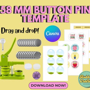 58mm Button Pin Drag and Drop Template