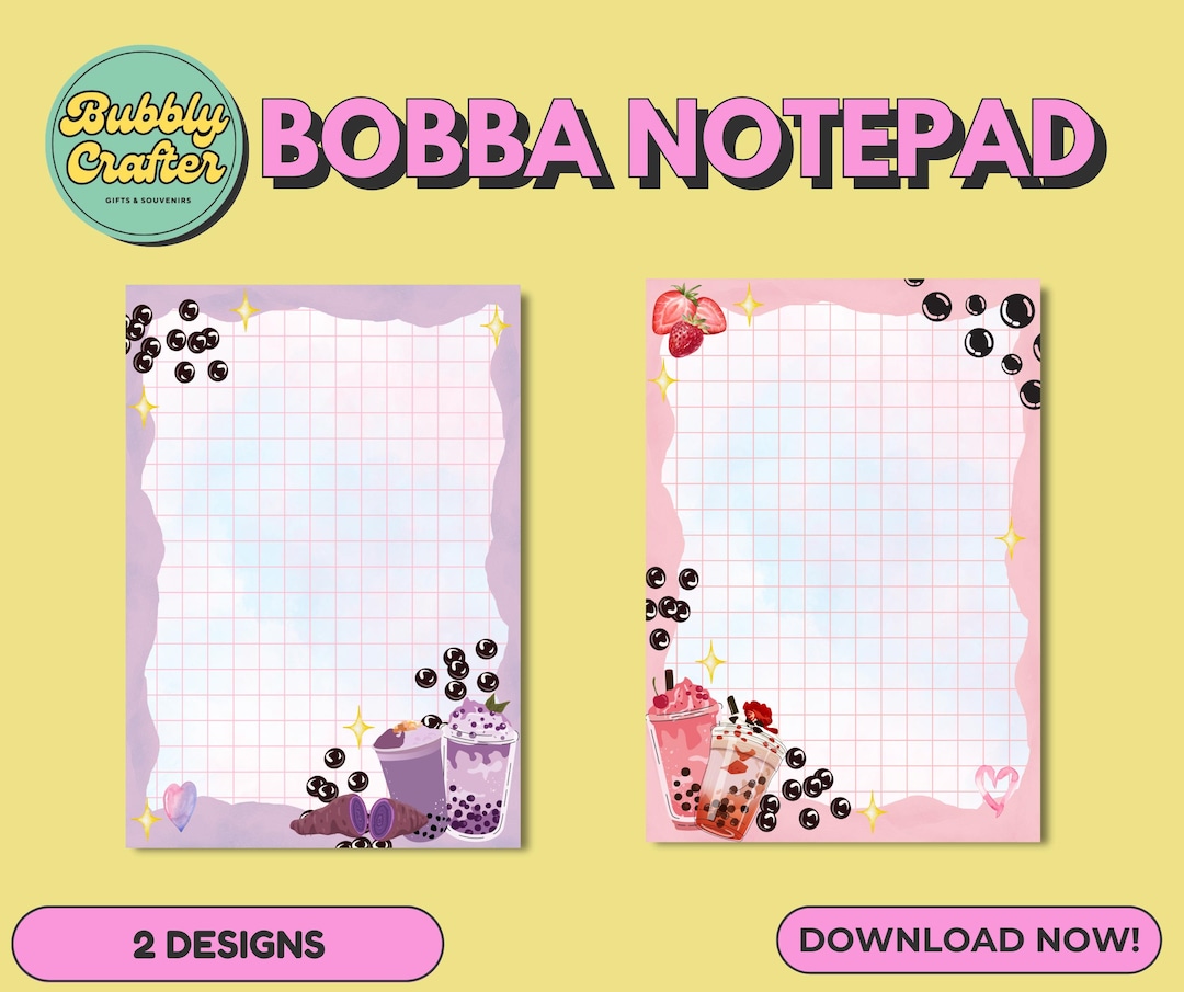 Printable Bobba Notepad – Canva Editable (2 Designs) - Etsy Australia