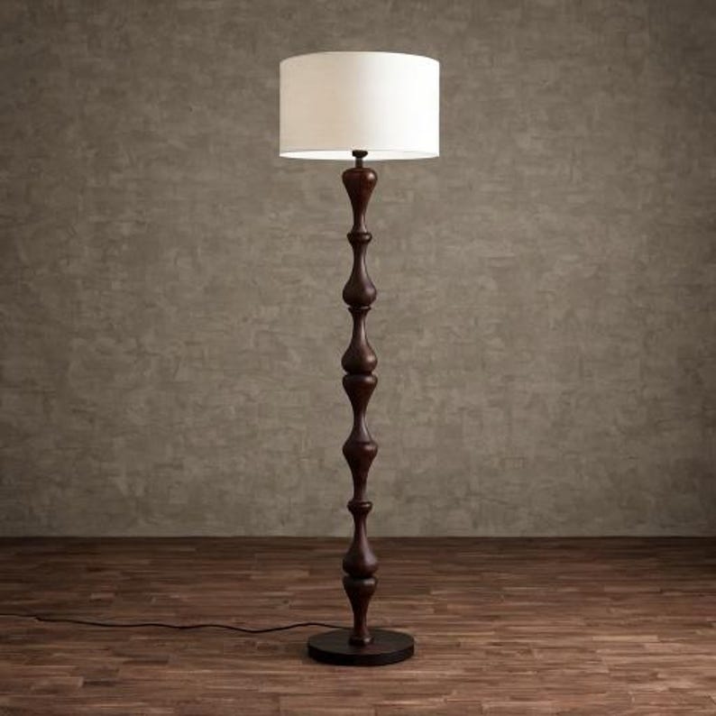 Mid-century Floor Lamp, Vintage Living Room Walnut Floor Lamp, Retro ...