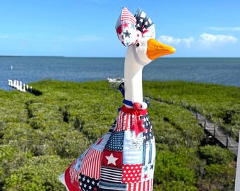 19.6” patriotic goose outfit, ready to ship, USA made ,  dew little lane