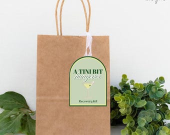 A Tini Bit Tipsy / A Tini Bit Hungover - Dirty Martini Bachelorette Hangover Recovery Kit Tags