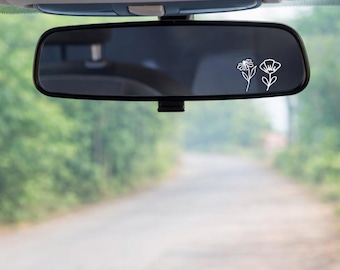 Flower Car Rear View Mirror Decal