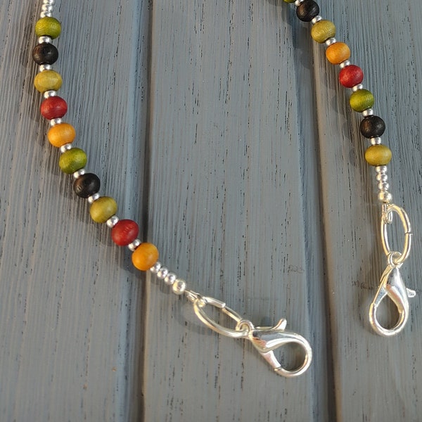 Wooden beaded eyeglass or mask chain