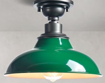 Novana Farmhouse Ceiling Light Green Semi Flush Mount Lighting 1-Light