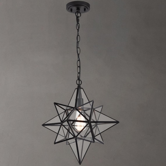 Portofino Moravian Star Pendant Lights Clear Glass Shade 16-Inches