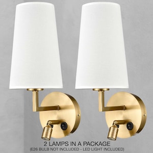 Sardinia Wall Sconce Fabric Wall Lamp with USB Port and Switch, Set of 2