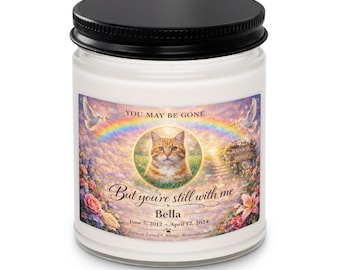 Bougie commémorative personnalisée pour animal de compagnie – Still With Me Rainbow Design