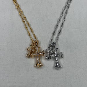クリスタル クロスモチーフ ネックレス hearts クロスチェーン Chrome hearts cross necklace - Etsy 日本