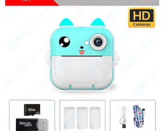 Kids Instant Print Digital Camera - 1080P HD with 32G Memory Card | Perfect Gift for Kids